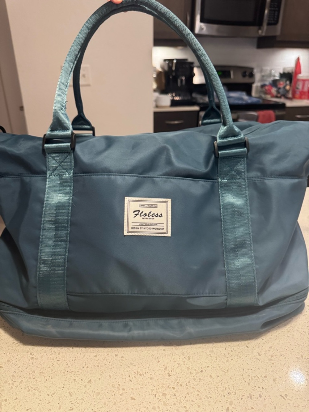 Floles Workshop Teal Duffel Bag Travel Gym Carry-On Weekender Tote 18x8x14H